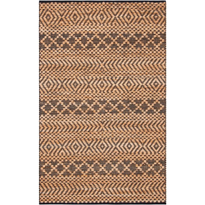 Handmade Black and Natural Wool 8' x 10' Flat Woven Area Rug