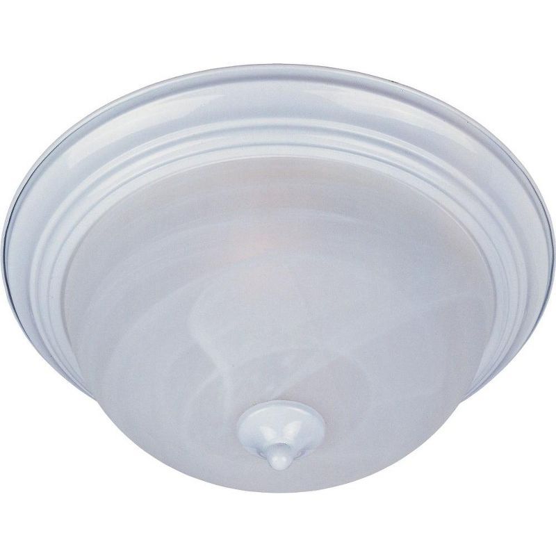 White Marble Glass 3-Light Flush Mount Ceiling Fixture