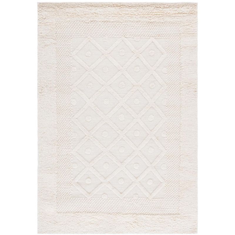 Ivory Hand-Knotted Wool 5' x 7' Rectangular Rug