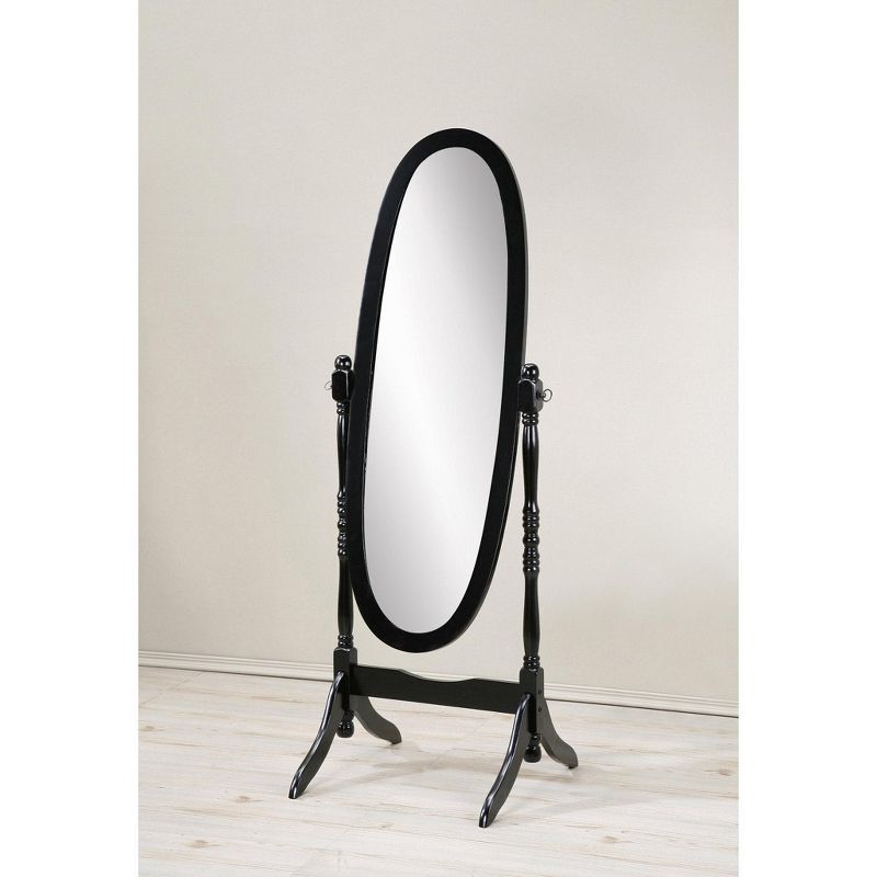Black Wood Oval Freestanding Full Length Floor Mirror