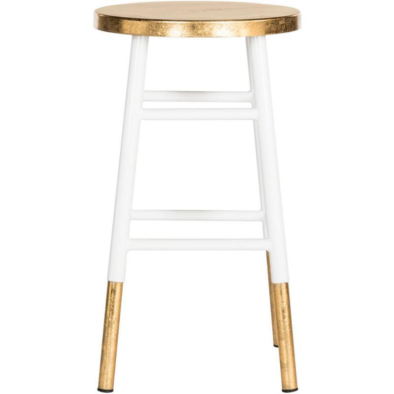 White and Gold Iron Backless Counter Stool