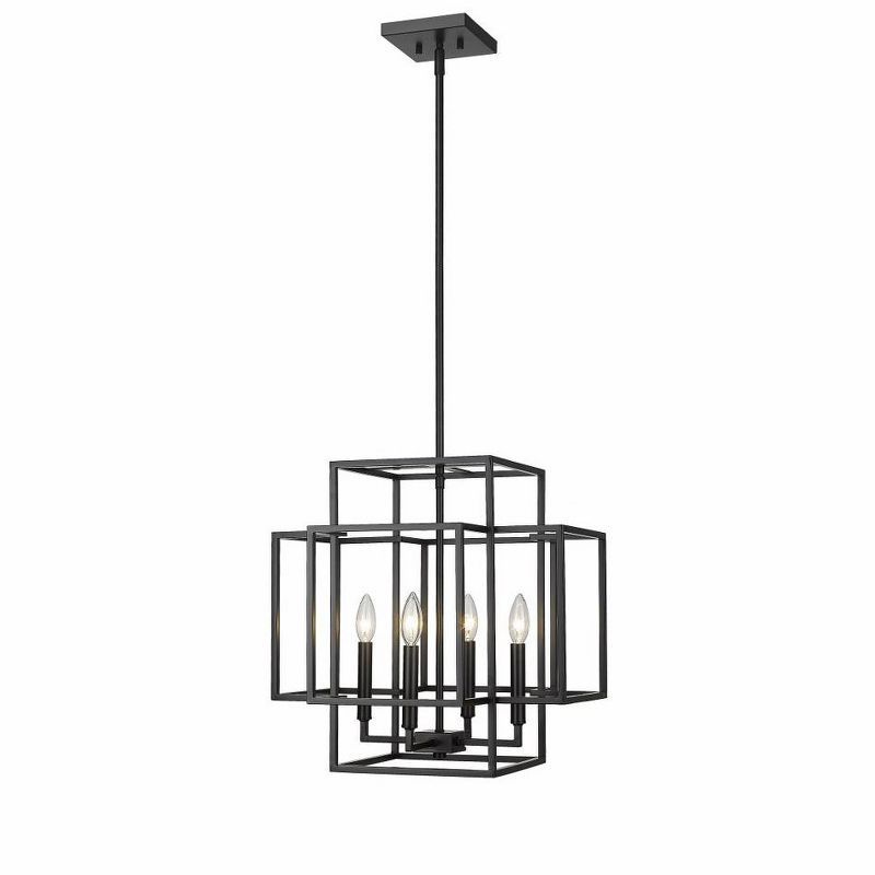 Titania Matte Black Geometric Steel 4-Light Pendant