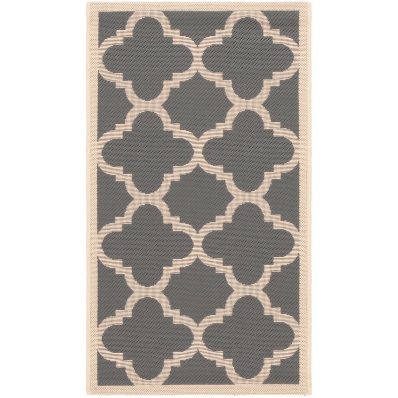 Elegant Grey and Beige Synthetic Flat Woven Indoor/Outdoor Rug - 2' x 3'7"