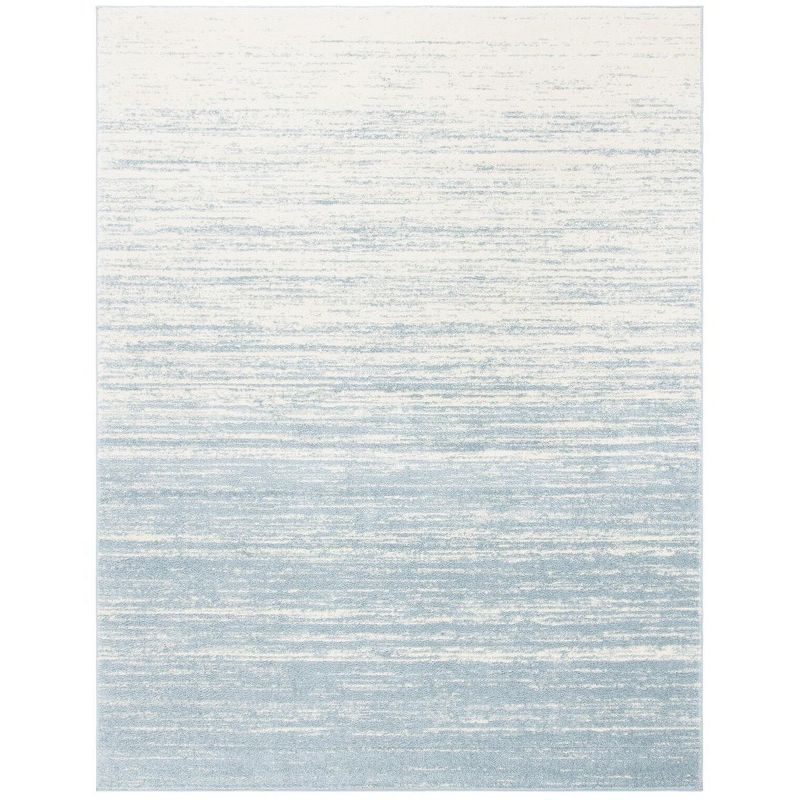 Slate and Cream 8' x 10' Striped Synthetic Area Rug