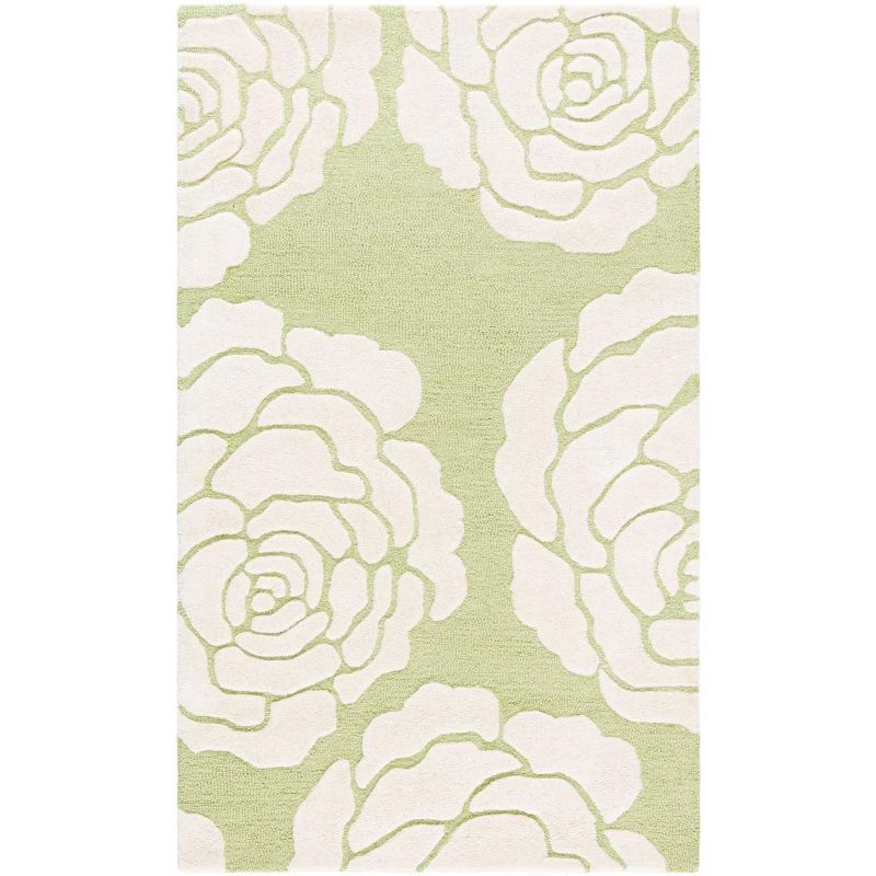 Lime & Ivory Hand-Tufted Wool Rectangular Rug 4' x 6'