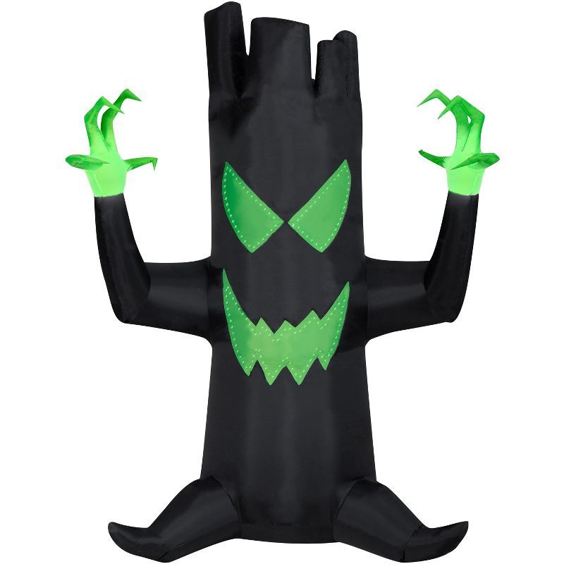 Spooky Black Inflatable Tree with Green LED Lights