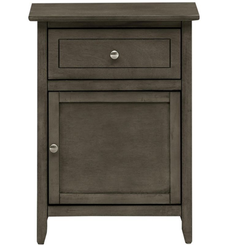 Gray Solid Wood 1-Drawer Nightstand, 25" Height