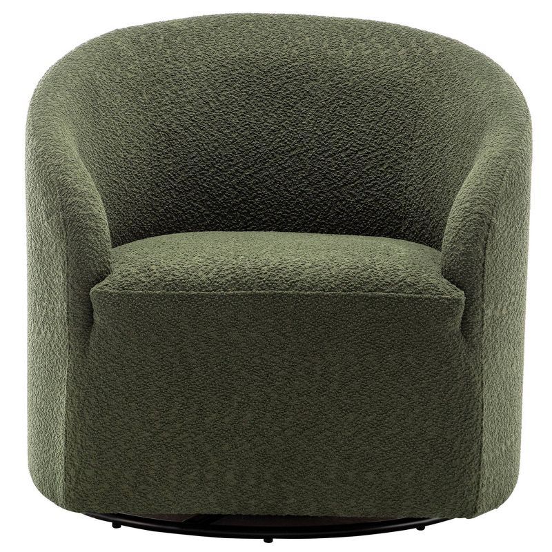 32" Green Boucle Swivel Barrel Accent Chair