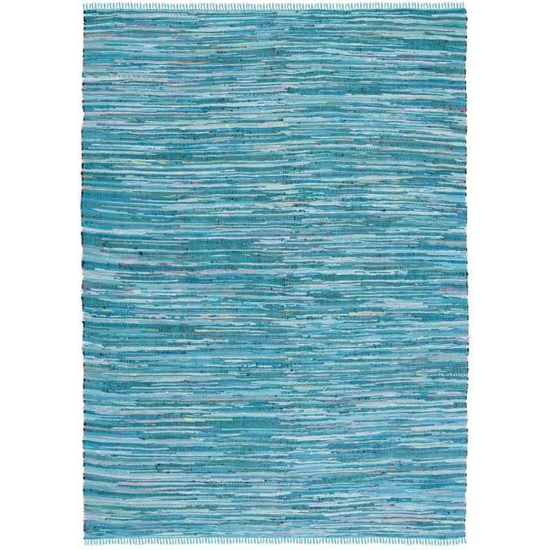 Handwoven Cotton Charm 8' x 10' Blue Multicolor Area Rug
