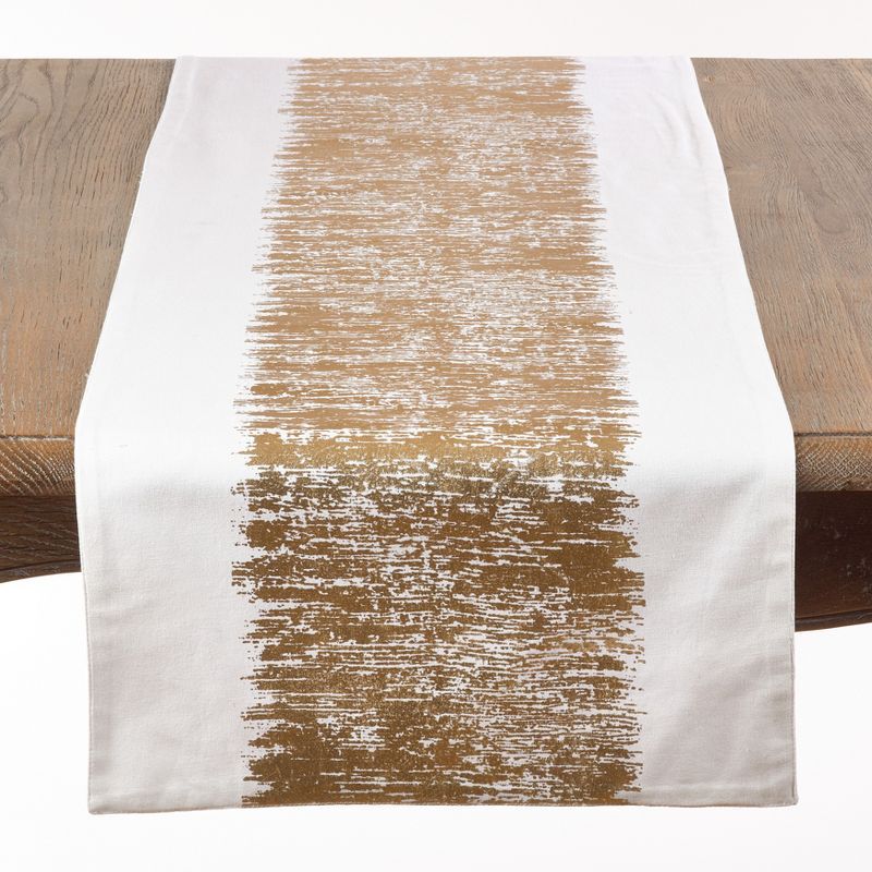 Gold Metallic Banded Cotton Table Runner, 16" x 108"