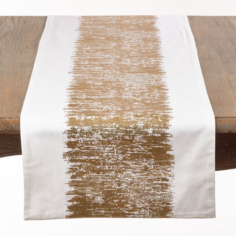 Gold Metallic Banded Cotton Table Runner, 16" x 120"