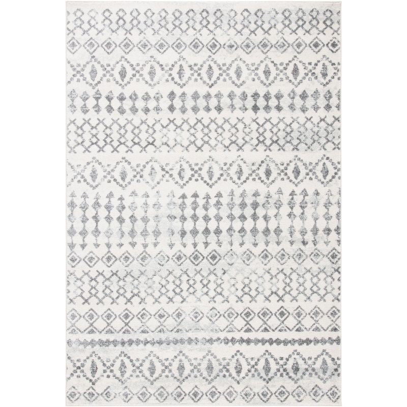 Everitt Ivory & Grey Geometric Synthetic Area Rug, 5'3" x 7'6"