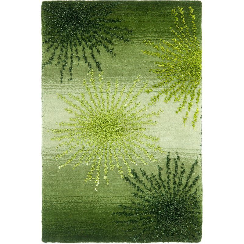 Green Multi Wool Viscose Handmade Tufted Area Rug