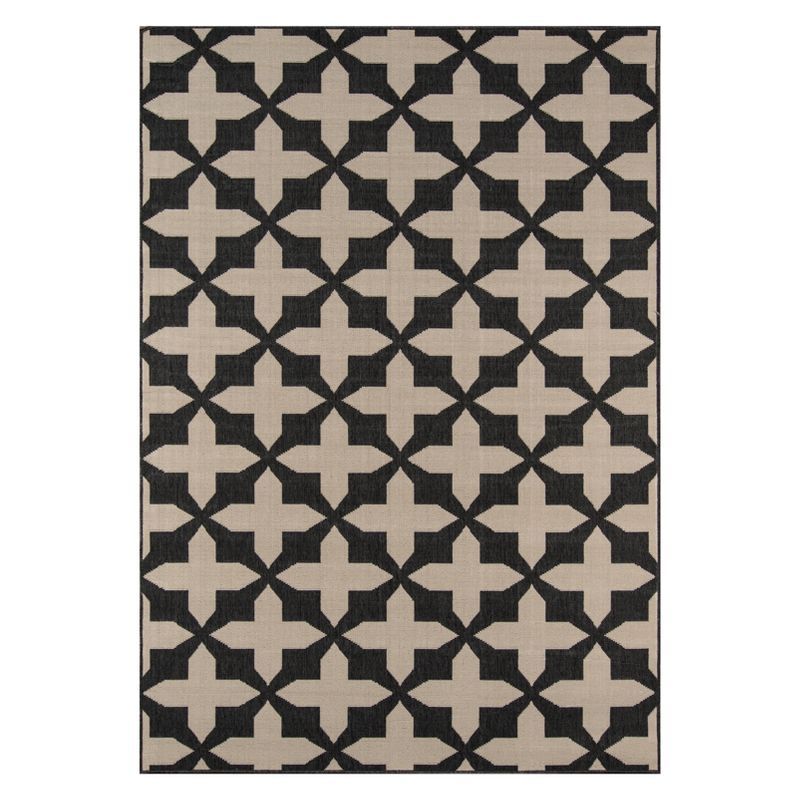 Charcoal Geometric 20in Synthetic Indoor/Outdoor Rug