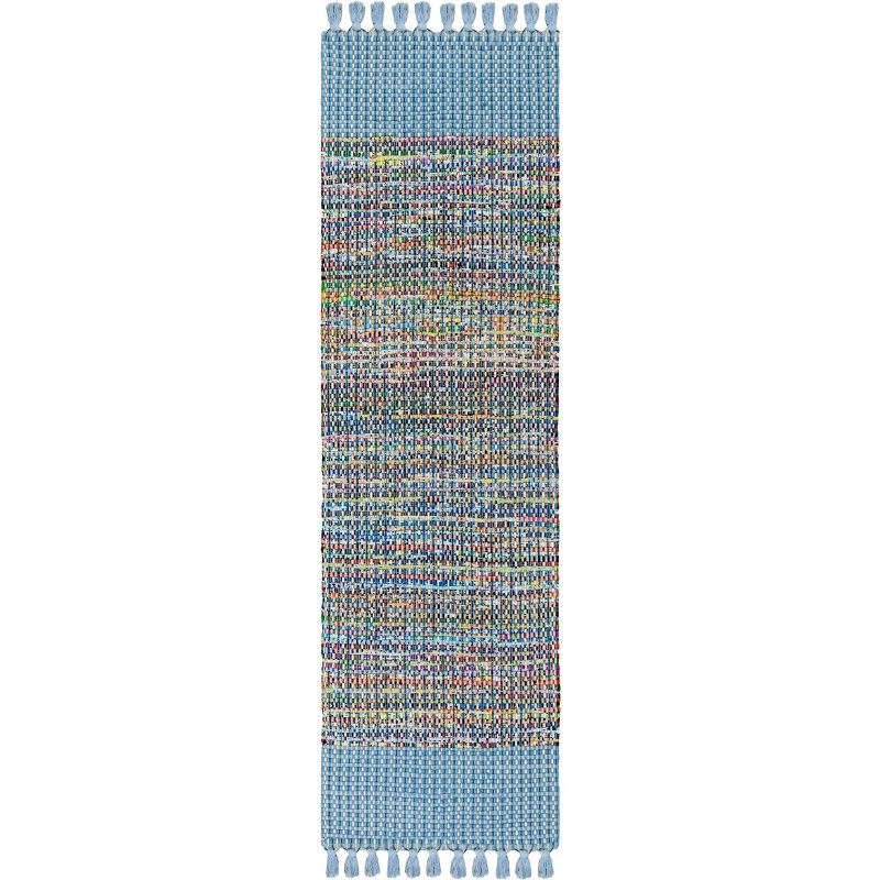 Montauk Blue Multi 2'3" x 8' Flat Woven Cotton Wool Runner