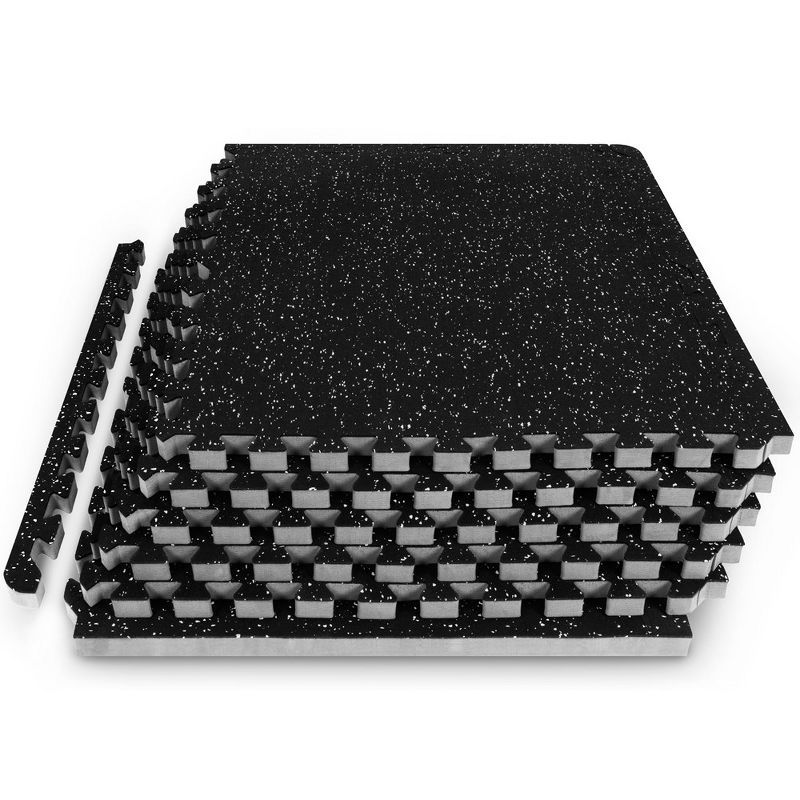 Black and Grey 3/4-Inch Rubber Top Exercise Puzzle Mat