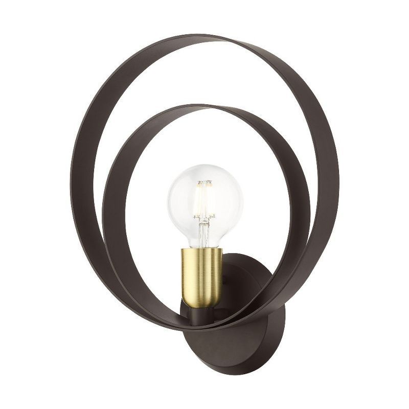 Modesto Bronze 1-Light Dimmable Sconce with Steel Accents