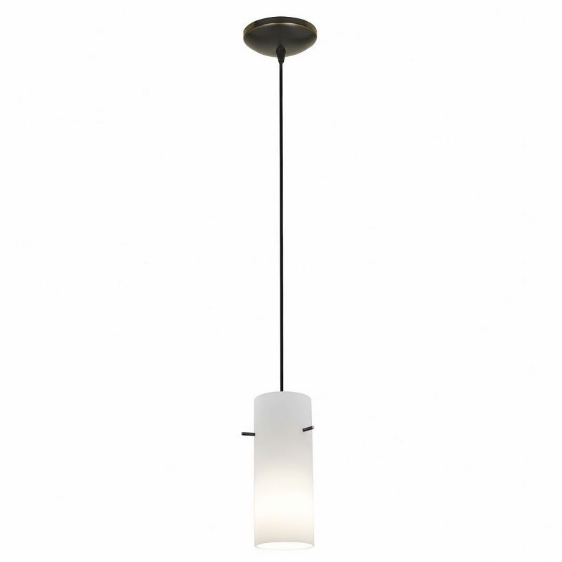 Oil Rubbed Bronze Cylinder Pendant with Opal Glass Shade