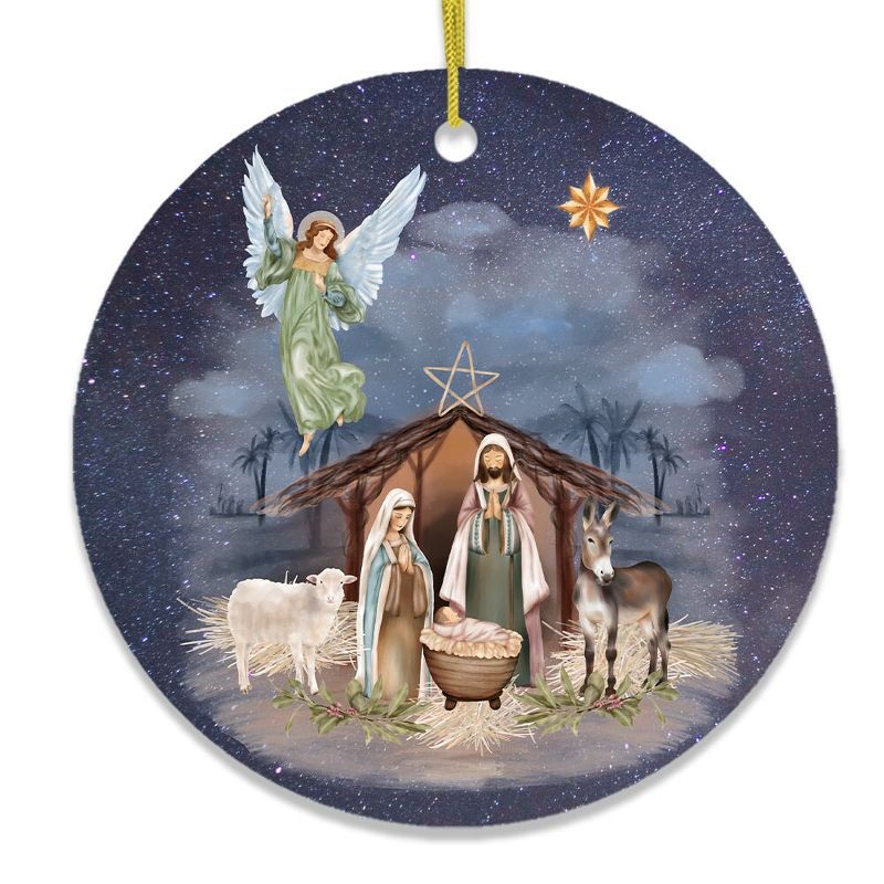 3-Inch Porcelain Nativity Scene Christmas Ornament