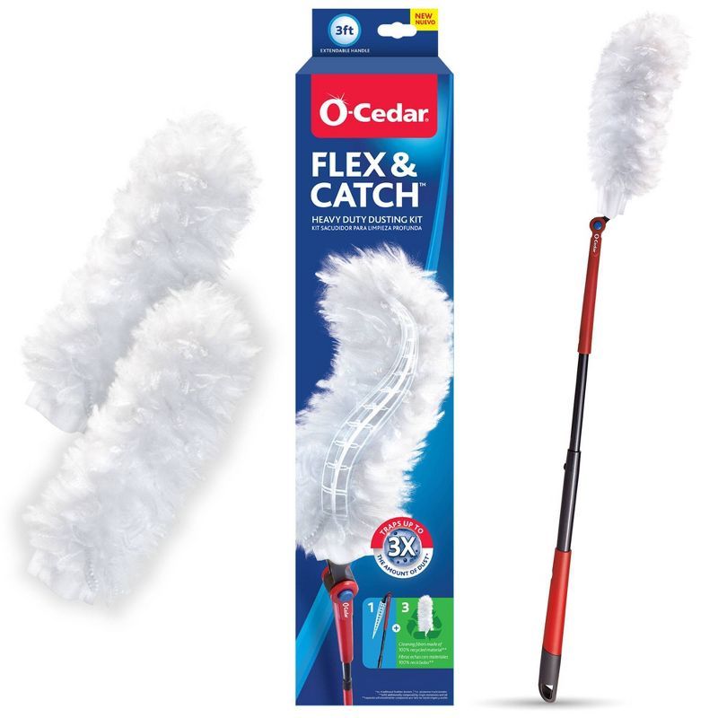 O-Cedar Flex & Catch Heavy Duty Duster Kit with 3-Foot Extendable Handle