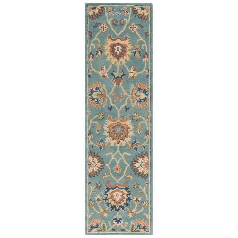 Light Blue Hand-Tufted Wool Runner Rug