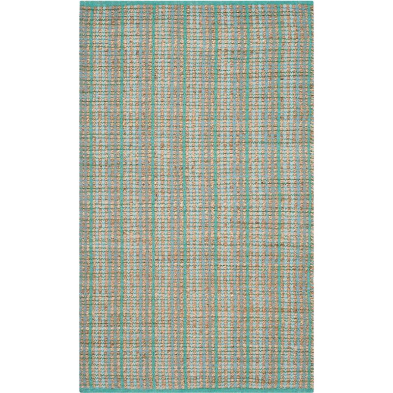 Green Flat Woven Handmade Cotton Reversible Area Rug