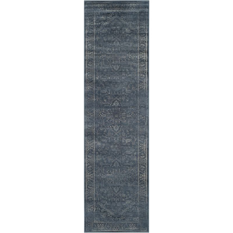 Vintage Blue Viscose Runner Rug 2'2" x 8'