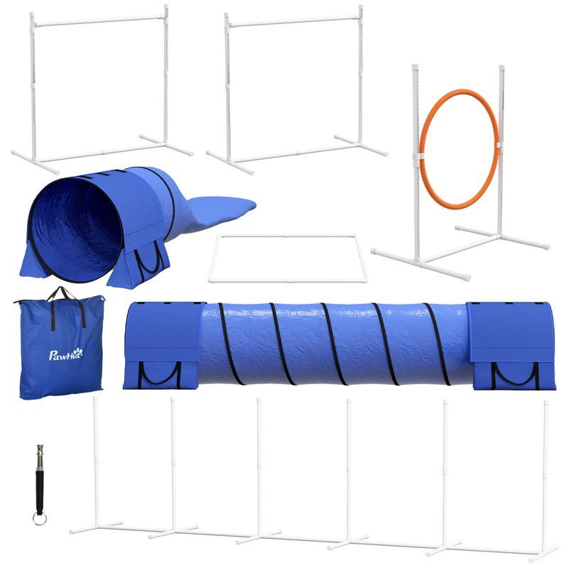 PawHut 7-Piece Blue Dog Agility Training Set