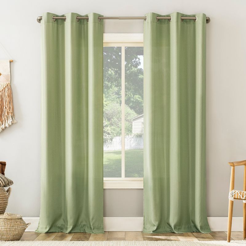 Sage Green Light-Filtering Polyester Grommet Curtain Panel, 40"x63"