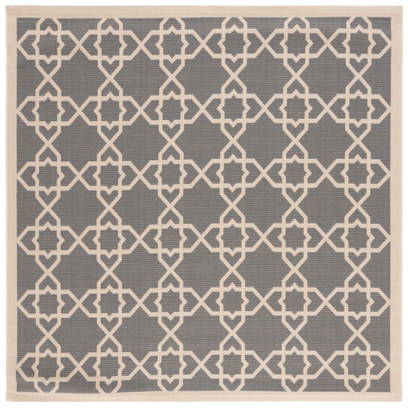 Gray and Beige Square Geometric Indoor/Outdoor Area Rug