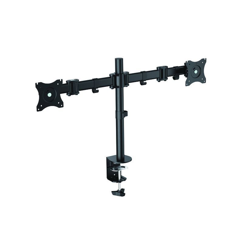 Black Dual Monitor Adjustable Metal Desk Mount