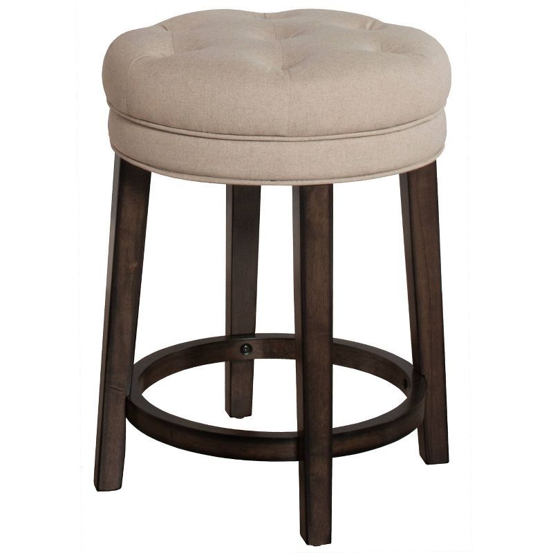 Charcoal Gray Backless Swivel Counter Stool with Linen Upholstery