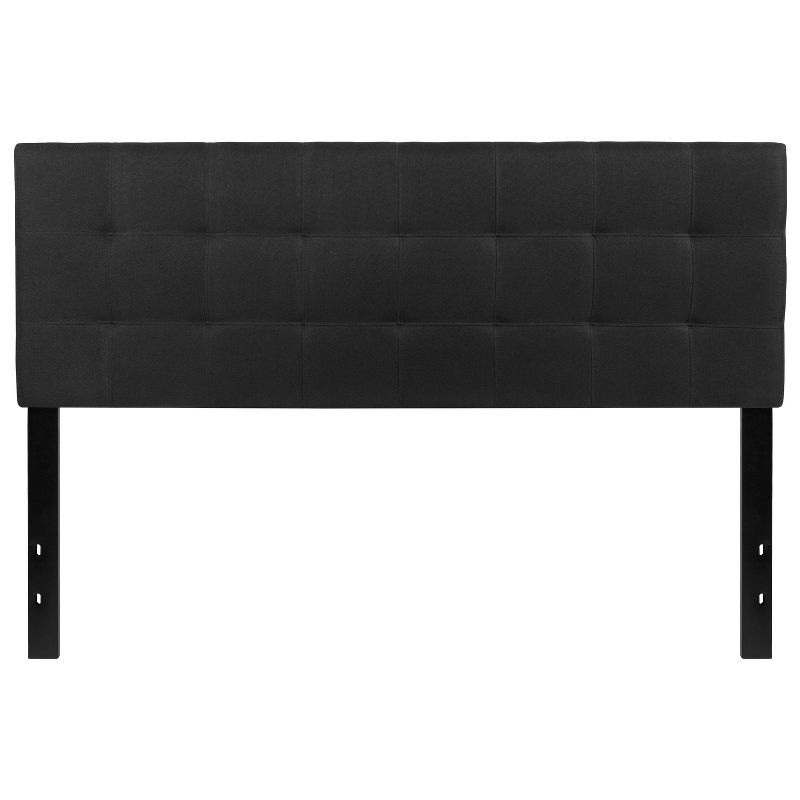 Black Tufted Upholstered Queen Size Headboard with Adjustable Height
