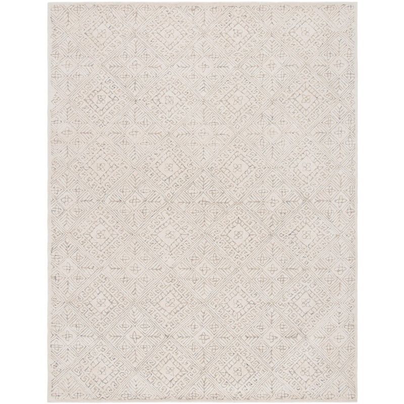 Elegant Ivory Hand-Tufted Wool & Viscose 8'x10' Area Rug