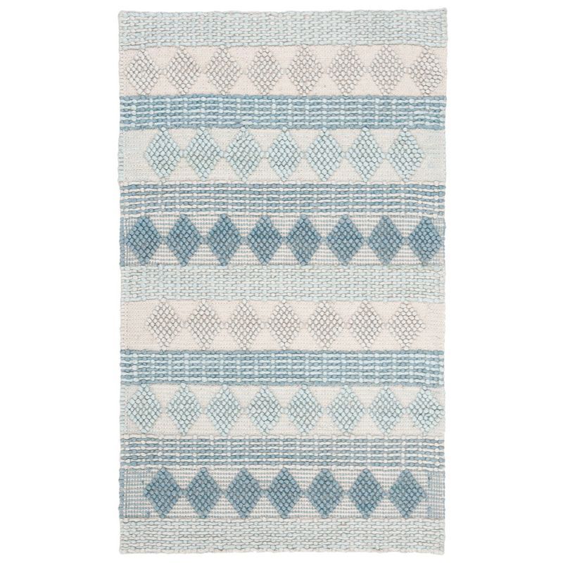 Ivory Artisan-Crafted Rectangular Braided Wool-Viscose Blend Rug 3' x 5'