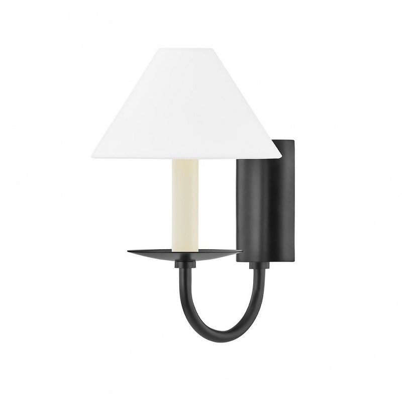 Lenore Soft Black 1-Light Wall Sconce with Belgian Linen Shade
