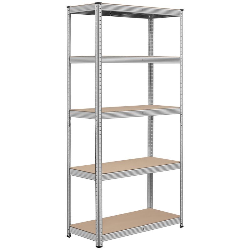 Yaheetech 71in Silver 5-Tier Metal Storage Rack with Adjustable Shelves