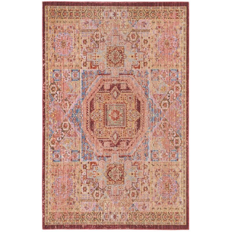 Lustrous Patina Blue Square Synthetic Area Rug, 4' x 6'