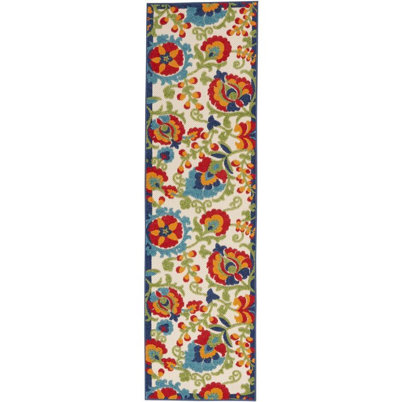 Multicolor Floral Synthetic Runner Rug, 2' x 6'