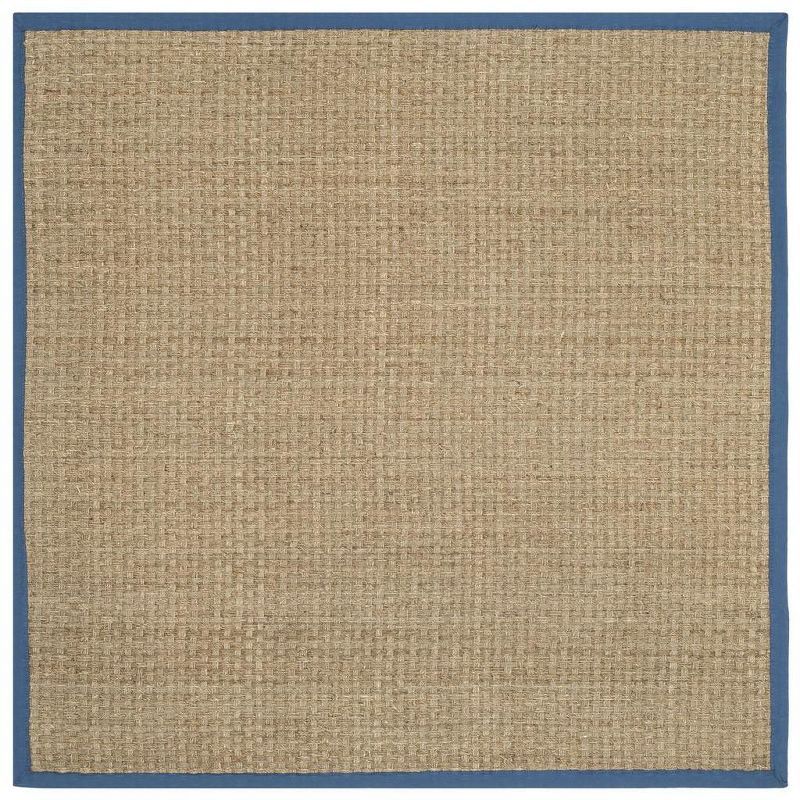 Blue and Natural Square Cotton Area Rug