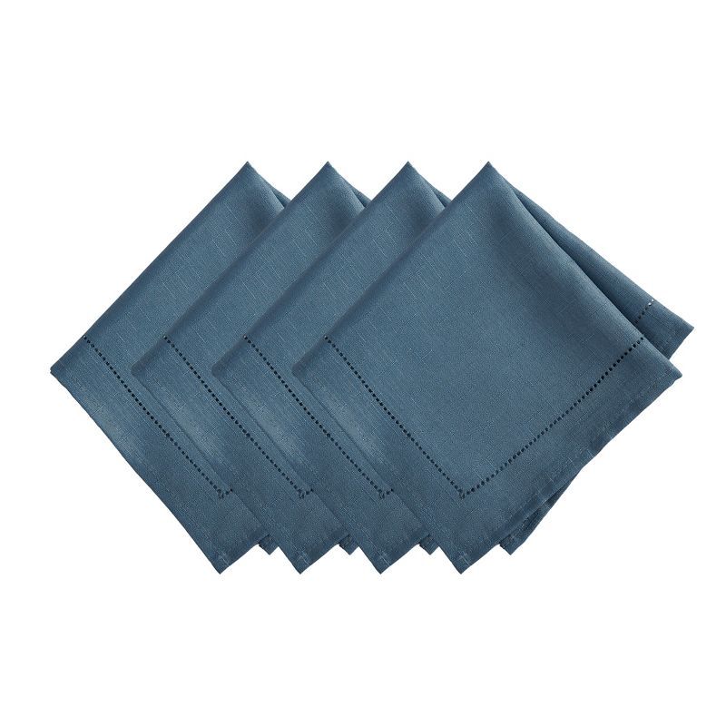 Alison Blue Eyelet Punched Border Fabric Napkin Set of 4