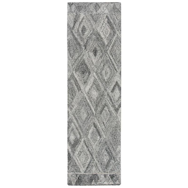 Hand-Tufted Grey/Black Abstract Wool & Viscose Runner Rug - 27x7 inches