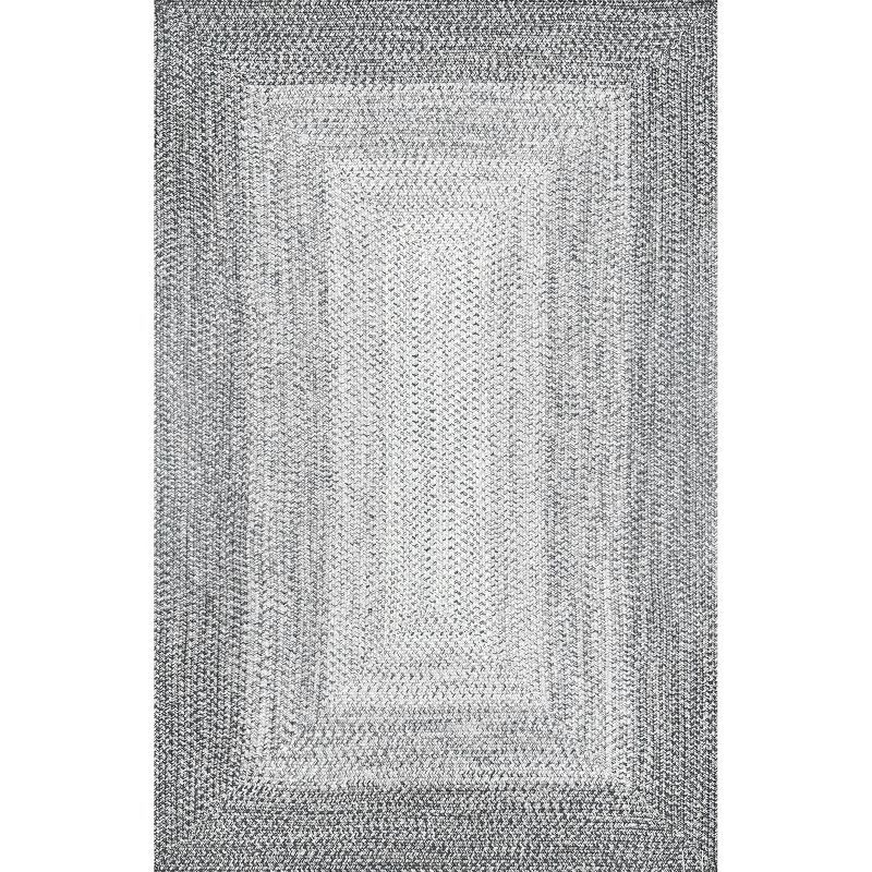 Light Gray Braided Square Synthetic 3' x 5' Indoor/Outdoor Rug