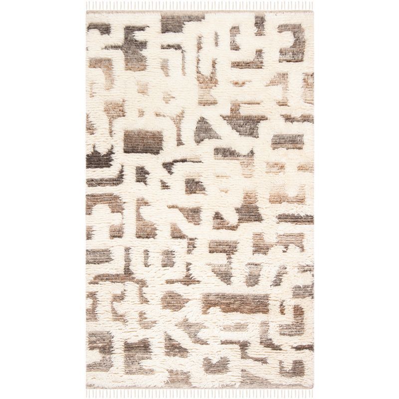 Ivory Shag Wool and Viscose 8' x 10' Hand-Knotted Rug