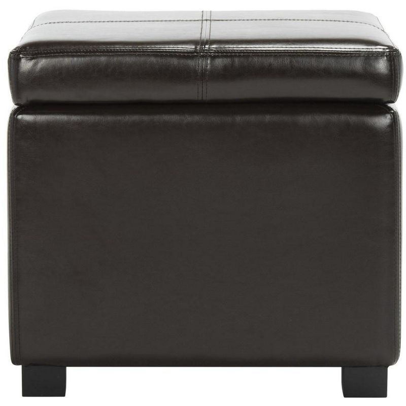 Madison 18" Brown Leather Square Ottoman with Storage