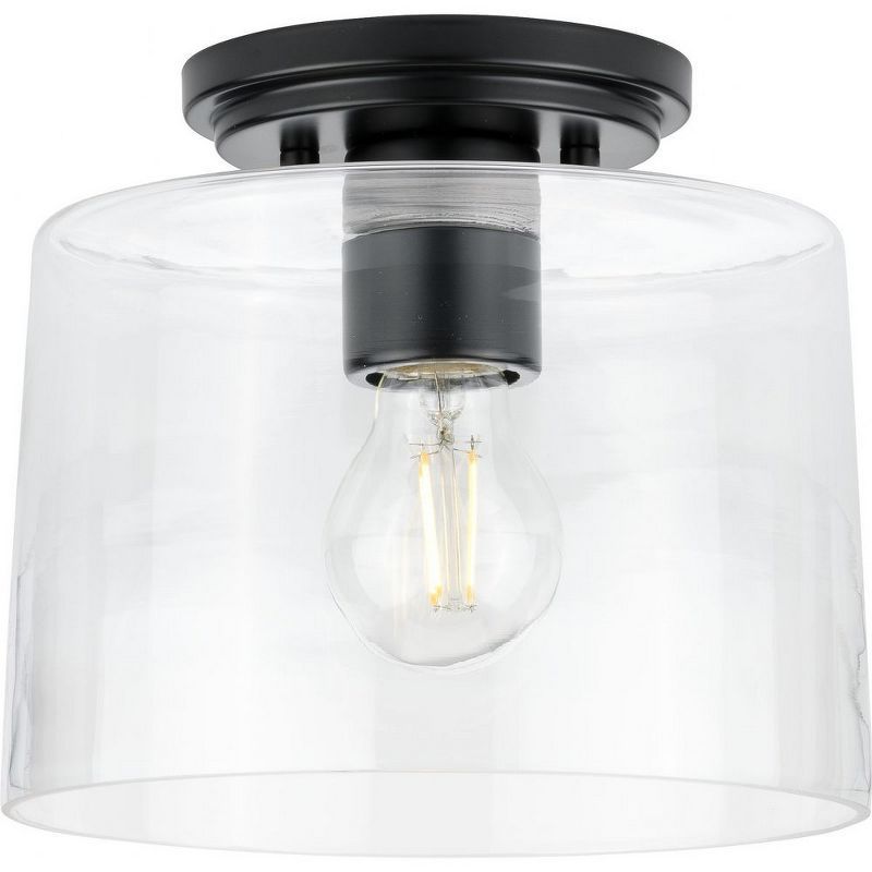 Adley Matte Black and Clear Glass Flush Mount Light