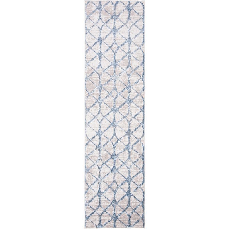 Amelia Grey and Blue Synthetic Runner Rug, 2'2" x 14'