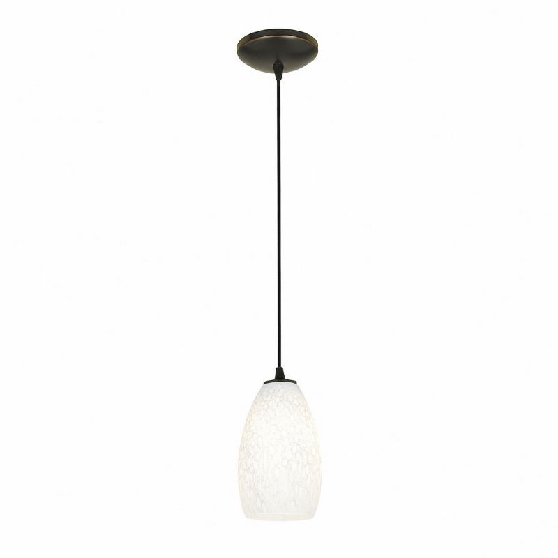 Champagne White Stone Glass LED Pendant in Oil Rubbed Bronze