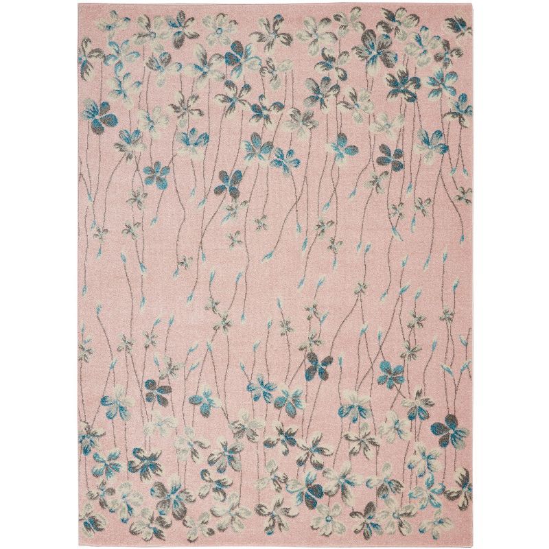 Reversible Pink Floral Viscose Blend 6' x 9' Area Rug