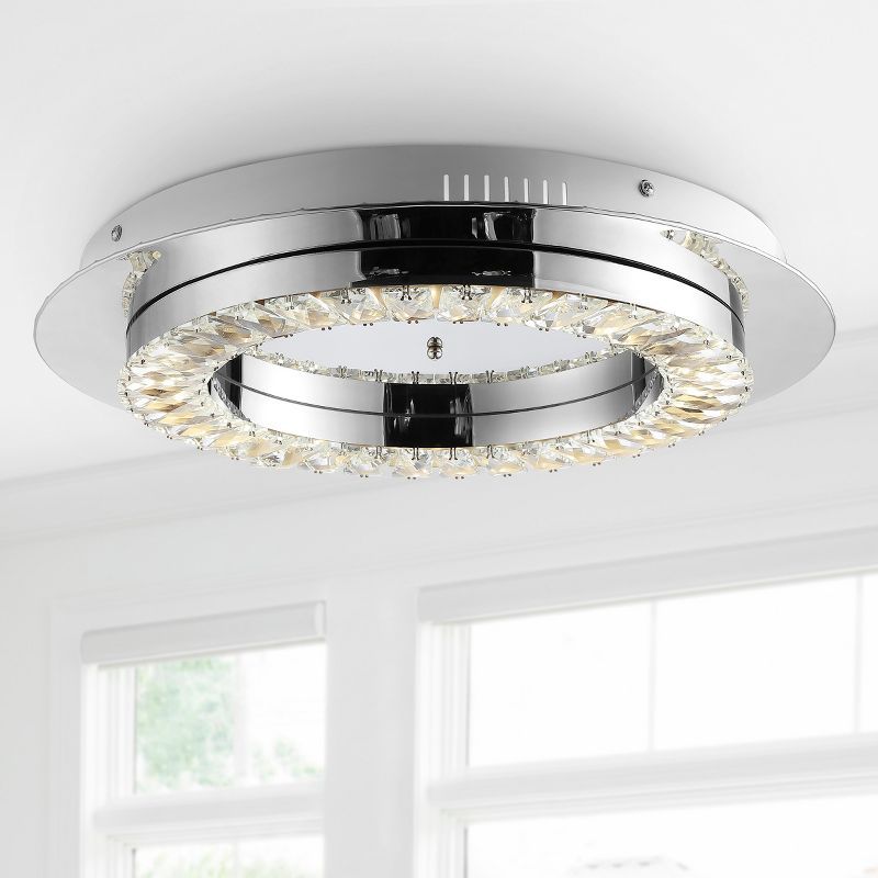 Cristal 18" Chrome and Crystal LED Flush Mount Light